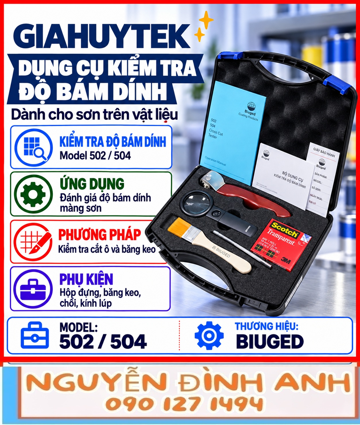 BGD 502, 504: hướng dẫn thử bám dính lớp sơn